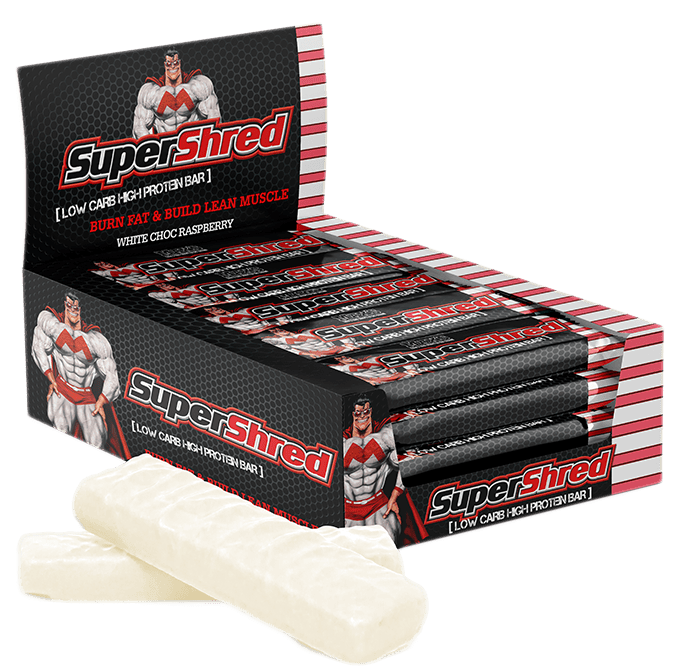 Maxs Supershred Bars White Choc Raspberry